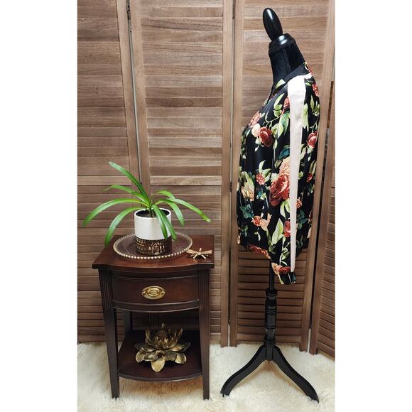 Jeans By Buffalo Womens Size Large L Retro Floral Rose Zip-Up Black Jacket - Picture 5 of 7